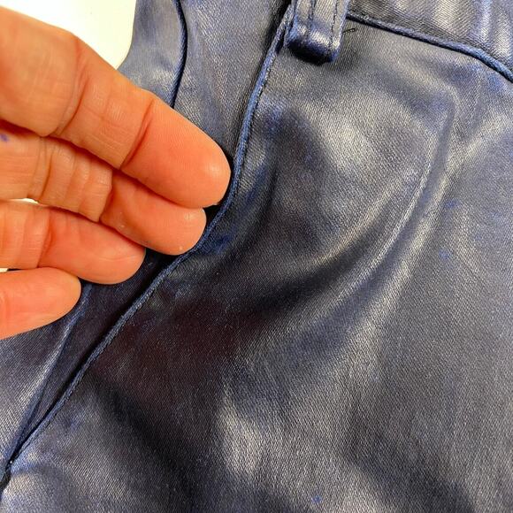 Nicole Miller Artelier Coated Navy Blue Skinny Jeans Zipper Ankle Size 6 - Picture 6 of 13